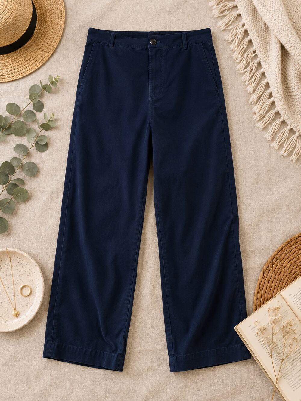 Xirena Paley Corduroy Pants Navy Blue Straight Leg Quiet Luxury Old Money SZ S